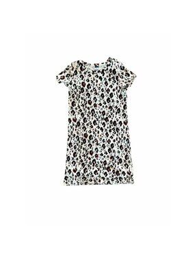 Old Navy Girls Floral Ribbed Top Size L (10-12) White With Black & Red Accents
